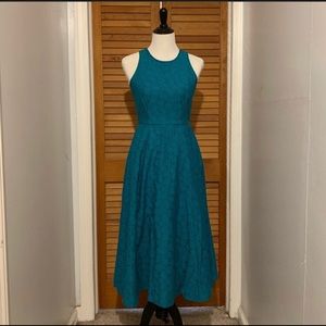 LK Bennett Sample Teal A-Line Midi Dress